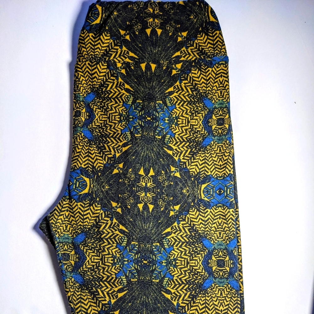 LulaRoe One Size Blue, yellow black leggings